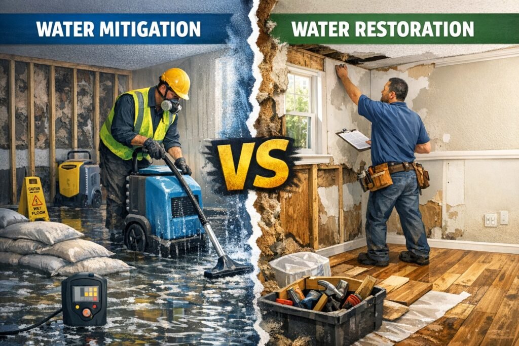 Water Damage Restoration vs. Water Mitigation: What’s the Difference?
