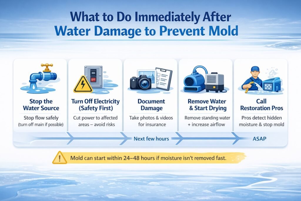 What to Do Immediately After Water Damage to prevent mold